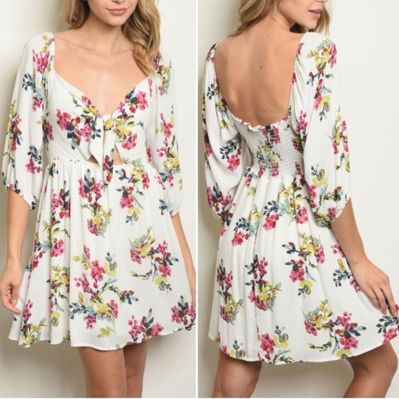 GIRLY & FLIRTY SWEETHEART TIE FRONT DRESS - Picture 2 of 7